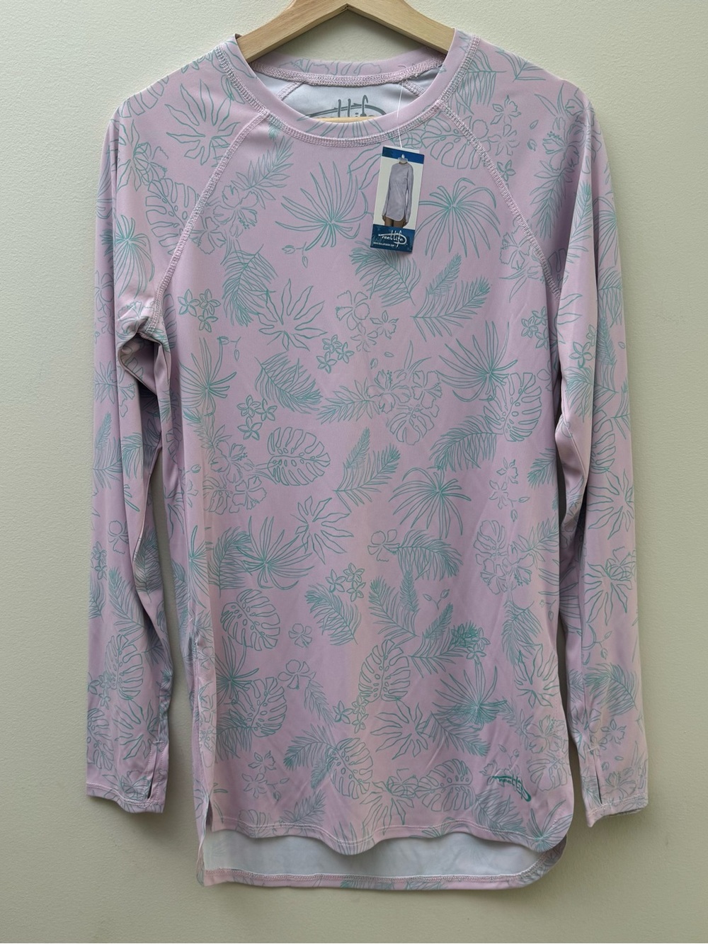 Reel Life Women’s Pink Tropical Print Performance Long Sleeve Tee